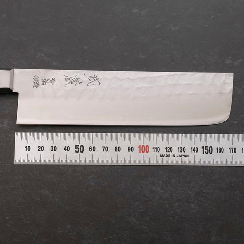 Nakiri Stainless Clad Blue Steel #2 Tsuchime Western Black Handle 170mm-[Musashi]-[Japanese-Kitchen-Knives]