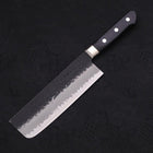 Nakiri Stainless Clad Blue Super Kurouchi Tsuchime Western Black Handle 165mm-[Musashi]-[Japanese-Kitchen-Knives]