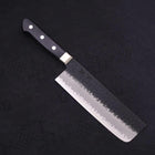 Nakiri Stainless Clad Blue Super Kurouchi Tsuchime Western Black Handle 165mm-[Musashi]-[Japanese-Kitchen-Knives]
