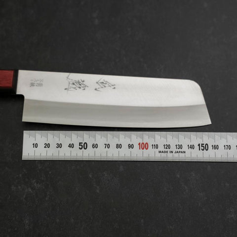 Nakiri Stainless Clad Blue Super Polished Western Black Red Handle 160mm-[Musashi]-[Japanese-Kitchen-Knives]