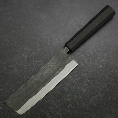 Nakiri Stainless Clad Blue Steel #2 Kurouchi Rubber Handle 165mm-[Musashi]-[Japanese-Kitchen-Knives]