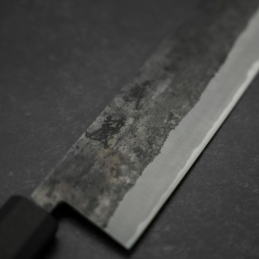 Nakiri Stainless Clad Blue Steel #2 Kurouchi Comfort Grip 165mm (6.5”)-[Musashi]-[Japanese-Kitchen-Knives]
