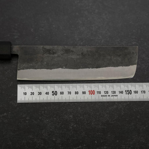 Nakiri Stainless Clad Blue Steel #2 Kurouchi Rubber Handle 165mm-[Musashi]-[Japanese-Kitchen-Knives]