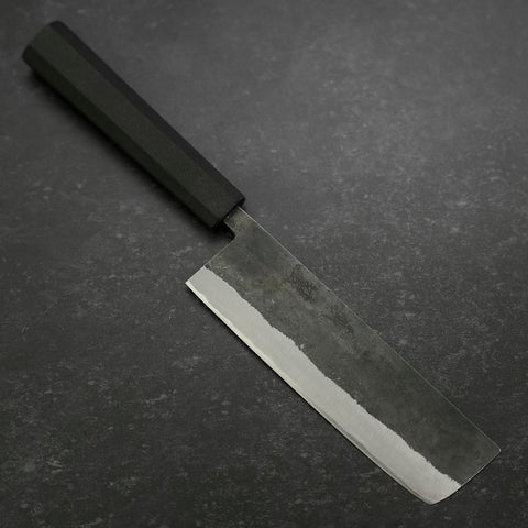 Nakiri Stainless Clad Blue Steel #2 Kurouchi Rubber Handle 165mm-[Musashi]-[Japanese-Kitchen-Knives]