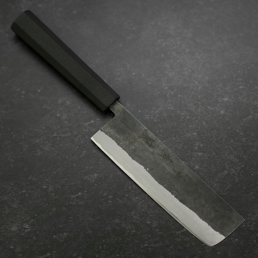 Nakiri Stainless Clad Blue Steel #2 Kurouchi Comfort Grip 165mm (6.5”)-[Musashi]-[Japanese-Kitchen-Knives]
