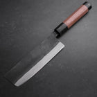 Nakiri Stainless Clad Blue Steel #2 Kurouchi Walnut Handle 165mm-[Musashi]-[Japanese-Kitchen-Knives]