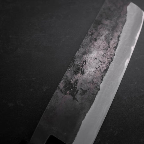 Nakiri Stainless Clad Blue Steel #2 Kurouchi Walnut Handle 165mm-[Musashi]-[Japanese-Kitchen-Knives]