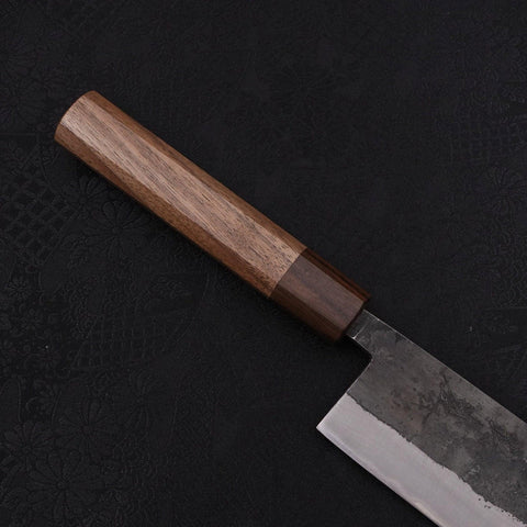 Nakiri Stainless Clad Blue Steel #2 Kurouchi Walnut Shitan Handle 165mm-[Musashi]-[Japanese-Kitchen-Knives]