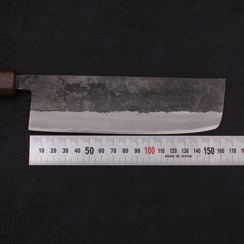 Nakiri Stainless Clad Blue Steel #2 Kurouchi Walnut Shitan Handle 165mm-[Musashi]-[Japanese-Kitchen-Knives]