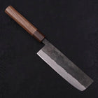 Nakiri Stainless Clad Blue Steel #2 Kurouchi Walnut Shitan Handle 165mm-[Musashi]-[Japanese-Kitchen-Knives]