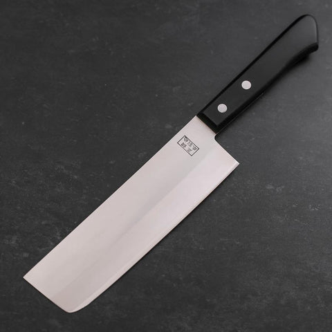 Nakiri Stainless Clad White Steel #2 Polished Western Black Handle 150mm-[Musashi]-[Japanese-Kitchen-Knives]