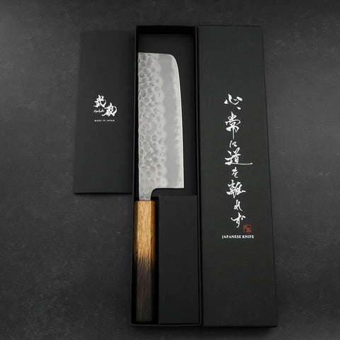 Nakiri Stainless Clad White Steel #2 Tsuchime Yaki Urushi Handle 165mm-[Musashi]-[Japanese-Kitchen-Knives]