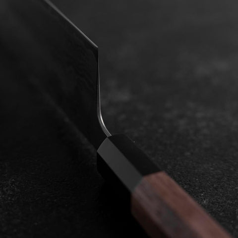 Nakiri Sweden Stainless Steel Nashiji Washi Damascus Buffalo Walnut Handle 165mm (6.5”)-[Musashi]-[Japanese-Kitchen-Knives]