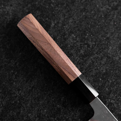 Nakiri Sweden Stainless Steel Nashiji Washi Damascus Buffalo Walnut Handle 165mm (6.5”)-[Musashi]-[Japanese-Kitchen-Knives]