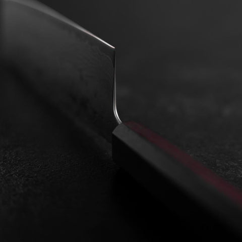 Nakiri Sweden Stainless Steel Nashiji Washi Damascus Purple Urushi Handle 165mm (6.5”)-[Musashi]-[Japanese-Kitchen-Knives]