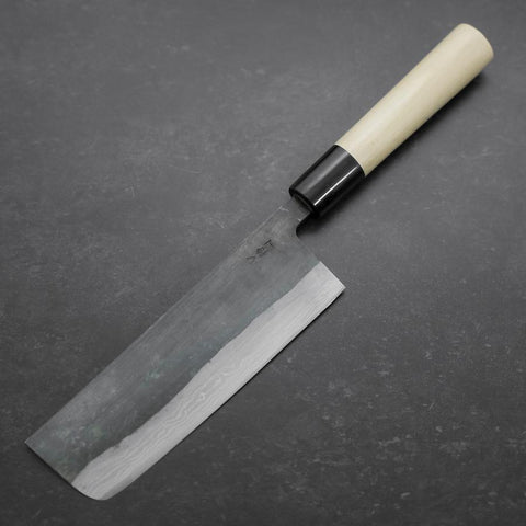 Nakiri V-Toku Kurouchi Damascus Buffalo Magnolia Handle 165mm-[Musashi]-[Japanese-Kitchen-Knives]