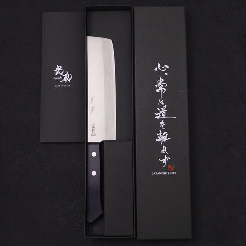Nakiri VG-1 Polished Western Black Handle 160mm (Tsuba-nashi)-[Musashi]-[Japanese-Kitchen-Knives]