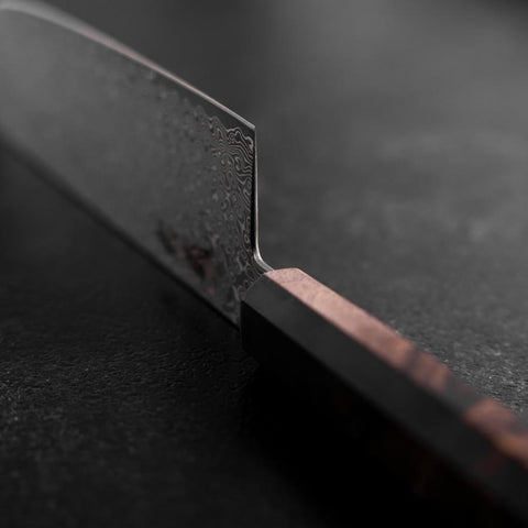 Nakiri VG-10 Damascus Brown Birch Handle 165mm (6.5”)-[Musashi]-[Japanese-Kitchen-Knives]