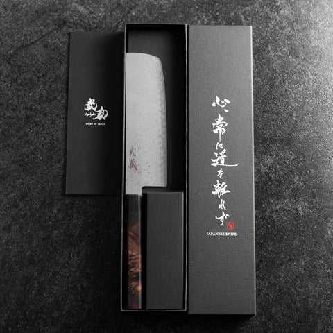 Nakiri VG-10 Damascus Brown Birch Handle 165mm (6.5”)-[Musashi]-[Japanese-Kitchen-Knives]