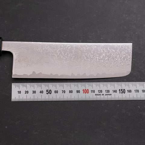 Nakiri VG-10 Damascus Dark Blue Urushi Handle 165mm-[Musashi]-[Japanese-Kitchen-Knives]