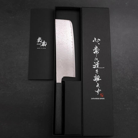 Nakiri VG-10 Damascus Dark Blue Urushi Handle 165mm-[Musashi]-[Japanese-Kitchen-Knives]