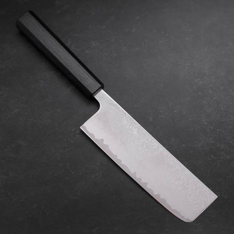 Nakiri VG-10 Damascus Dark Blue Urushi Handle 165mm-[Musashi]-[Japanese-Kitchen-Knives]