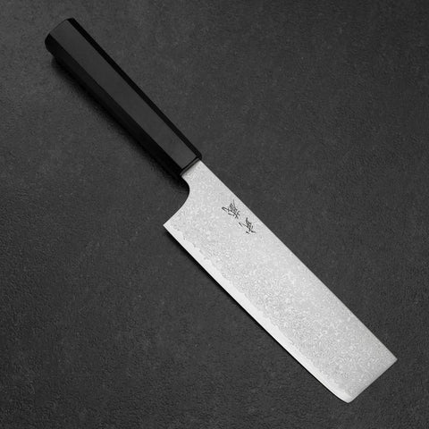 Nakiri VG-10 Damascus Ebony Handle 165mm-[Musashi]-[Japanese-Kitchen-Knives]