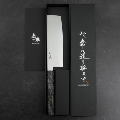 Nakiri VG-10 Damascus Gray Birch Handle 170mm (6.7”)-[Musashi]-[Japanese-Kitchen-Knives]