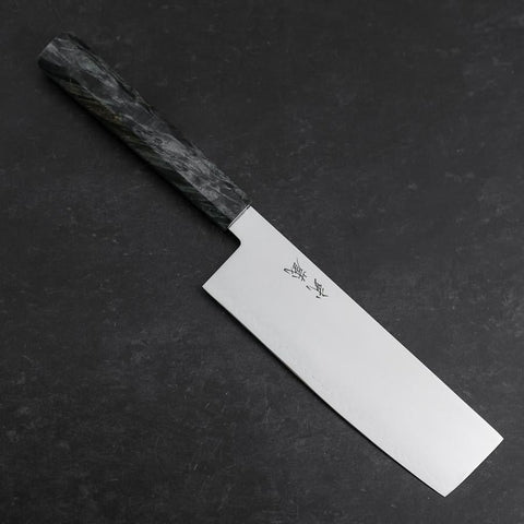 Nakiri VG-10 Damascus Gray Birch Handle 170mm (6.7”)-[Musashi]-[Japanese-Kitchen-Knives]