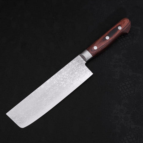 Nakiri VG-10 Damascus Mahogany Handle 165mm-[Musashi]-[Japanese-Kitchen-Knives]