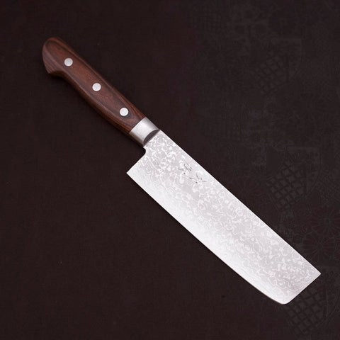 Nakiri VG-10 Damascus Mahogany Handle 165mm-[Musashi]-[Japanese-Kitchen-Knives]