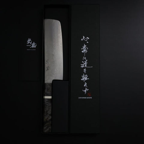 Nakiri VG-10 Damascus Maple Handle 165mm-[Musashi]-[Japanese-Kitchen-Knives]