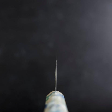 Nakiri VG-10 Damascus Ocean Blue-White Mix Handle 165mm (6.5”)-[Musashi]-[Japanese-Kitchen-Knives]