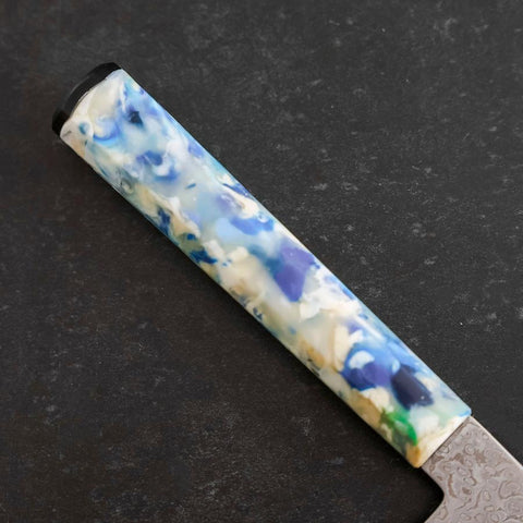 Nakiri VG-10 Damascus Ocean Blue-White Mix Handle 165mm (6.5”)-[Musashi]-[Japanese-Kitchen-Knives]
