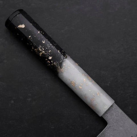 Nakiri VG-10 Damascus Ocean White Black Gold Handle 165mm-[Musashi]-[Japanese-Kitchen-Knives]