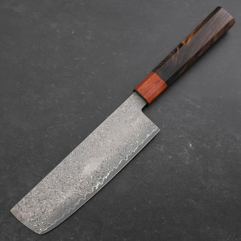 Nakiri VG-10 Damascus Shitan Ebony Handle 165mm-[Musashi]-[Japanese-Kitchen-Knives]