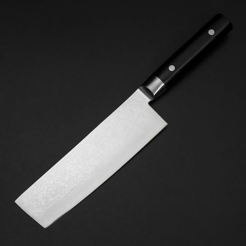 Nakiri VG-10 Damascus Western Black Round Handle 170mm (6.7”)-[Musashi]-[Japanese-Kitchen-Knives]