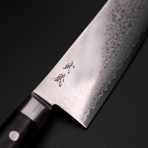 Nakiri VG-10 Damascus Western Black Round Handle 170mm-[Musashi]-[Japanese-Kitchen-Knives]