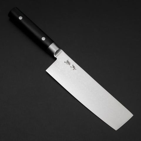 Nakiri VG-10 Damascus Western Black Round Handle 170mm-[Musashi]-[Japanese-Kitchen-Knives]