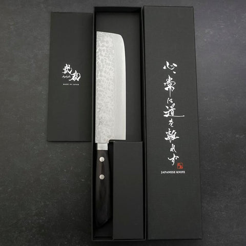 Nakiri VG-10 Damascus Western Blue Handle 165mm-[Musashi]-[Japanese-Kitchen-Knives]