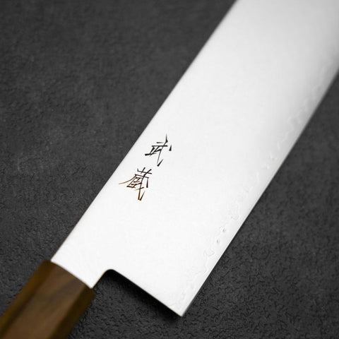 Nakiri VG-10 Damascus Yellow-Brown Birch Handle 170mm (6.7”)-[Musashi]-[Japanese-Kitchen-Knives]