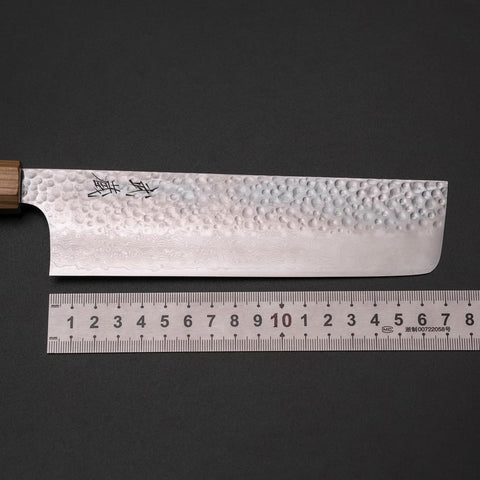 Nakiri VG-10 Mirror Tsuchime Damascus Olive Handle 170mm (6.7”)-[Musashi]-[Japanese-Kitchen-Knives]