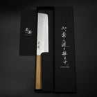 Nakiri VG-10 Mirror Tsuchime Damascus Olive Handle 170mm (6.7”)-[Musashi]-[Japanese-Kitchen-Knives]
