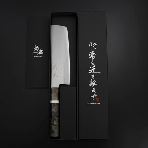 Nakiri VG-10 Polished Maple Handle 165mm (6.5”)-[Musashi]-[Japanese-Kitchen-Knives]
