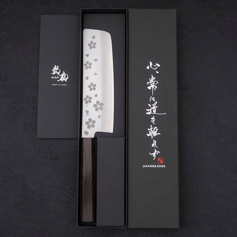 Nakiri VG-10 Polished Sakura Ebony Handle 165mm-[Musashi]-[Japanese-Kitchen-Knives]