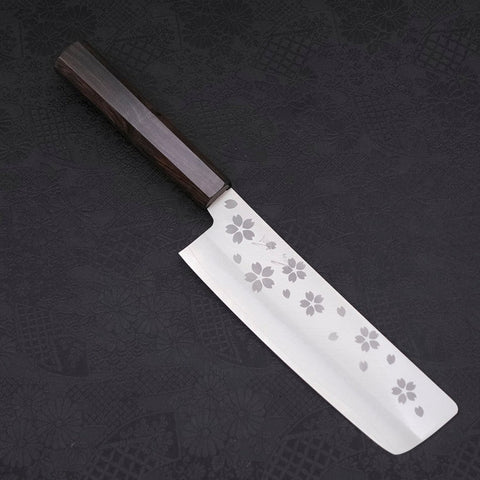 Nakiri VG-10 Polished Sakura Ebony Handle 165mm-[Musashi]-[Japanese-Kitchen-Knives]