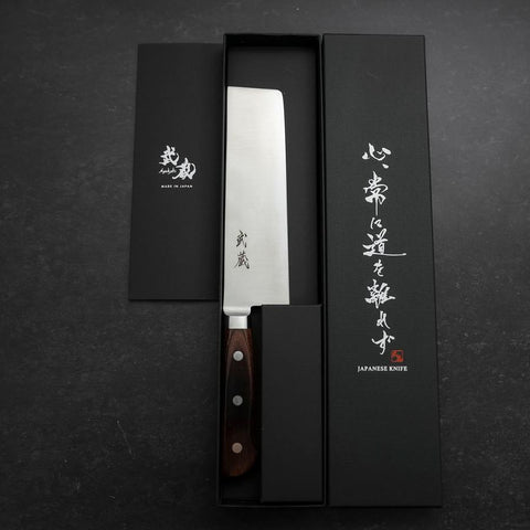 Nakiri VG-10 Polished Western Mahogany Handle 170mm-[Musashi]-[Japanese-Kitchen-Knives]