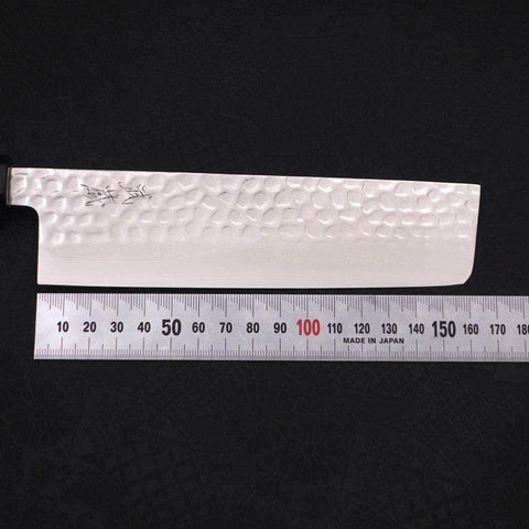 Nakiri VG-10 Tsuchime Damascus Buffalo Ebony Handle 165mm-[Musashi]-[Japanese-Kitchen-Knives]