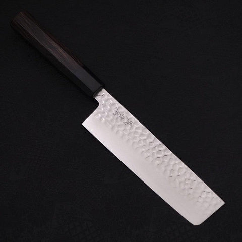 Nakiri VG-10 Tsuchime Damascus Buffalo Ebony Handle 165mm-[Musashi]-[Japanese-Kitchen-Knives]