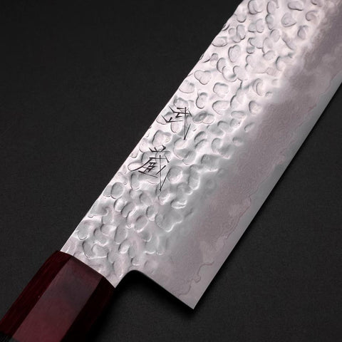 Nakiri VG-10 Tsuchime Damascus Cherry Grey Handle 165mm-[Musashi]-[Japanese-Kitchen-Knives]